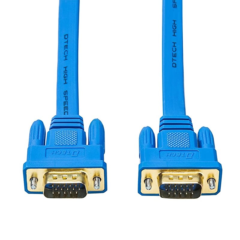 3m Ultra Slim Flat Computer Monitor VGA Cable 10 Feet 15 Pin Male to Male Connector Wire Blue