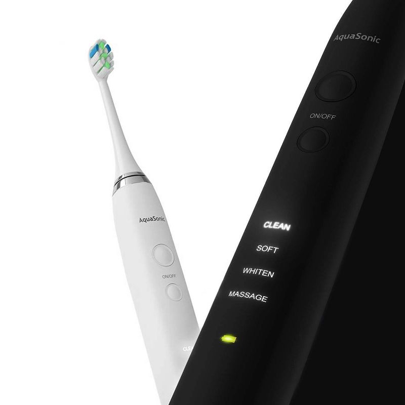 Aquasonic Duo Pro Dual Handle Ultra Whitening Electric Toothbrushes - Black & White