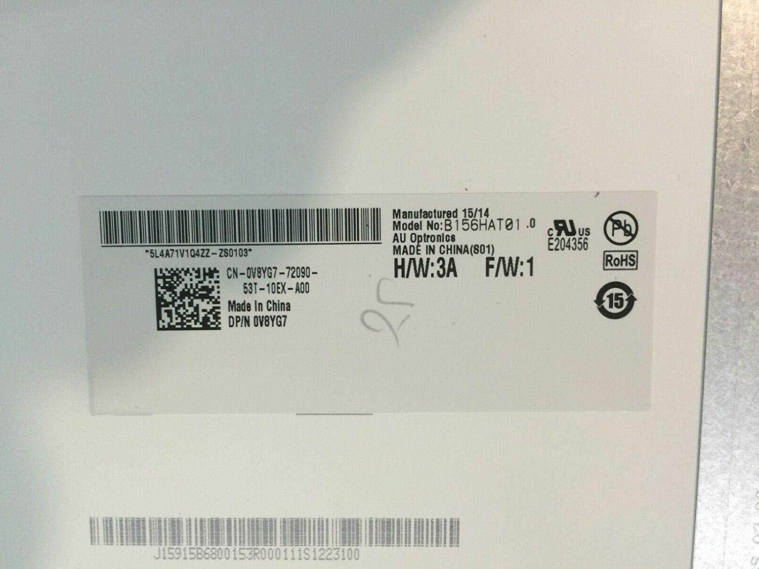 15.6" LED LCD Screen in Touch Digitizer B156HAT01.0 P/N:V8YG7 1920X1080 40pin edp