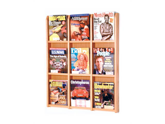 Wooden Mallet Divulge 9 Magazine Wall Display Stand /Rack - Light Oak
