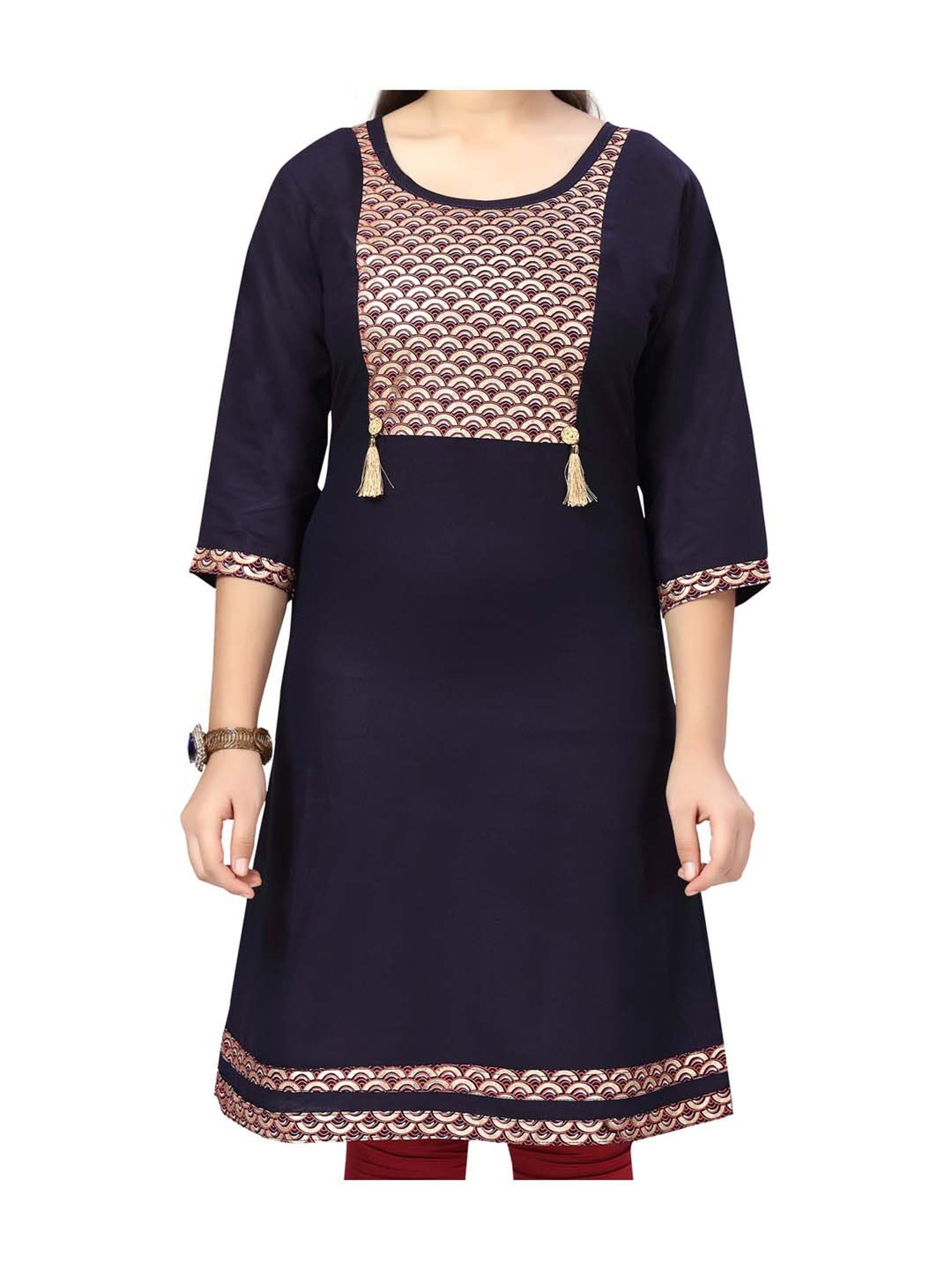 Aarika Kids Navy Cotton Printed Kurti