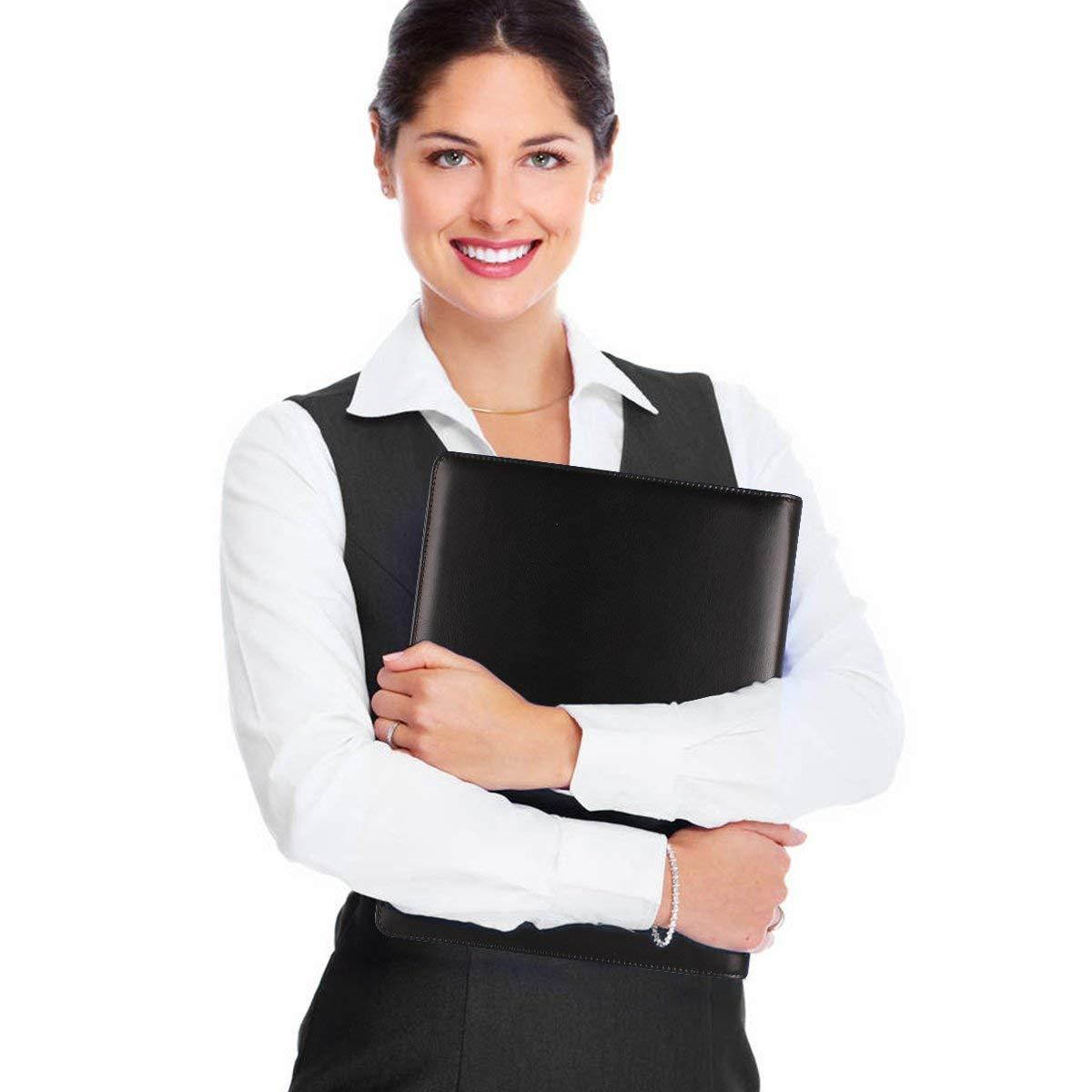 Geila PU Leather Resume Storage Clipboard Folder Portfolio Padfolio for Business School Office Conference (Black)