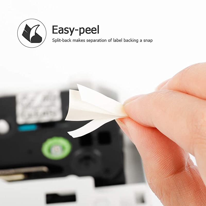 Compatible Label Maker Tape Replacement for Brother Label Tape 12mm 0.47 Inch Laminated TZe TZ Tape Refills Fit for P Touch PTD400AD PTD210 H100, Clear/White/Red/Yellow/Green/Blue, 6-Pack