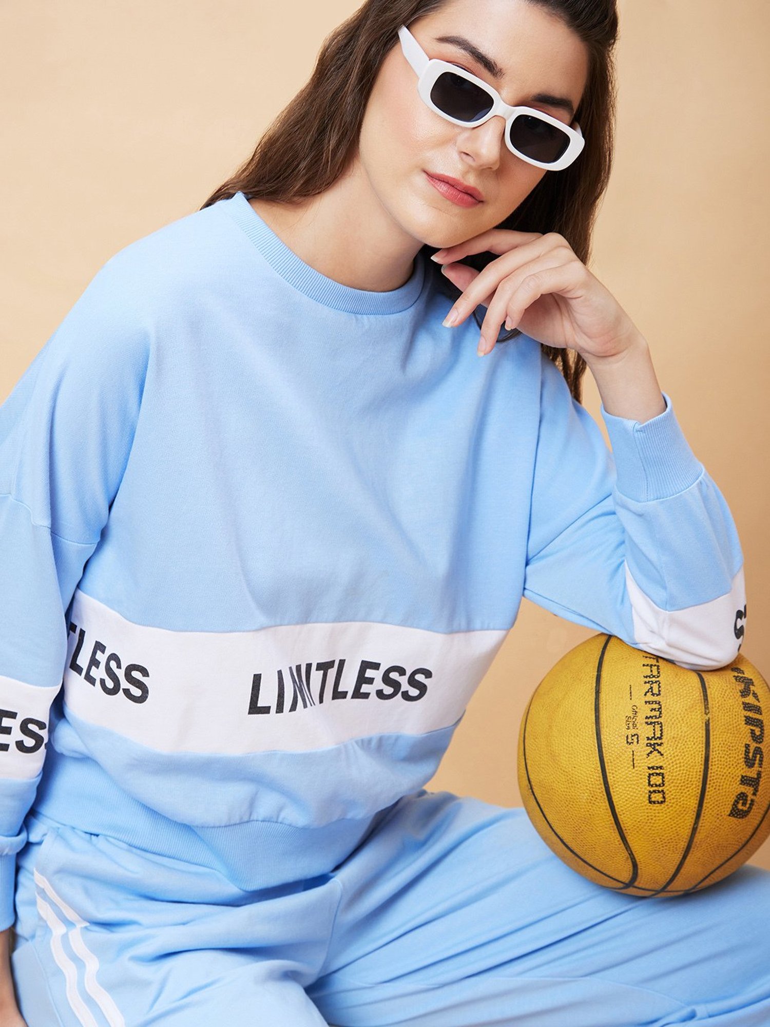 Globus Blue Cotton Graphic Print Sweatshirt With Joggers