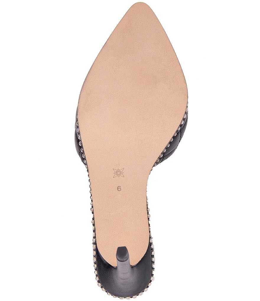 BCBGeneration Harlina Ball Chain Detail Quilt Stitch Leather Clear Strap Mules