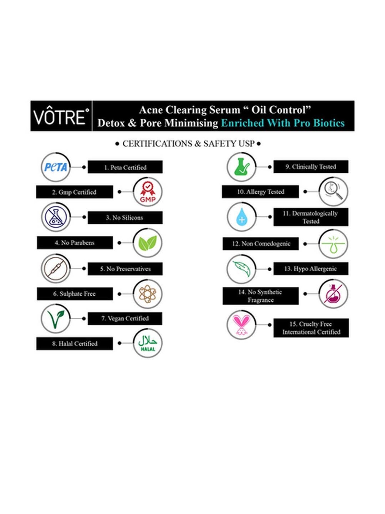 Votre Acne Clearing Serum Enriched With Pro Biotics - 25 ml