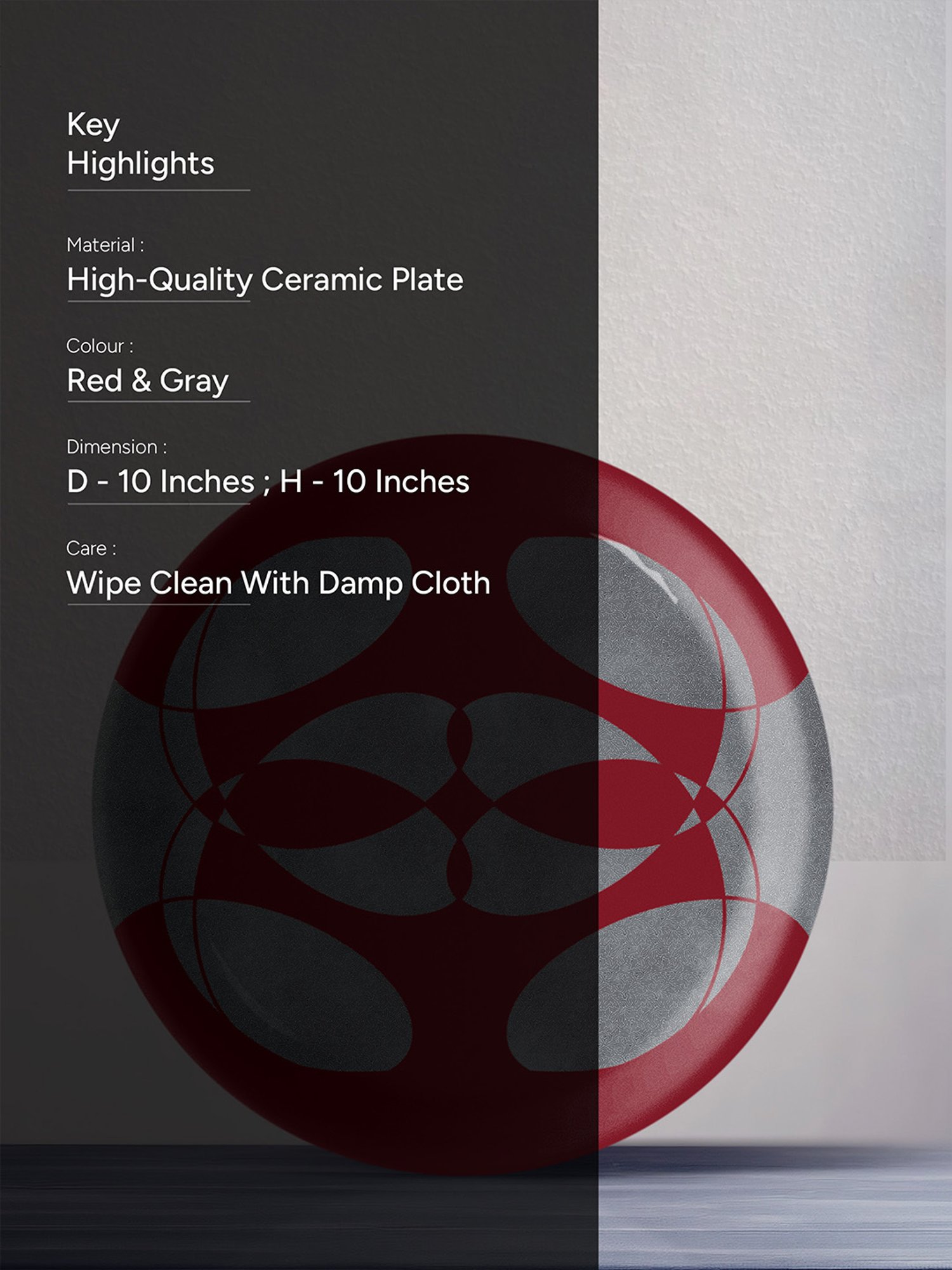 Nestroots Fiery Swirls Maroon & White Porcelain&iquest;Decorative Wall Plate