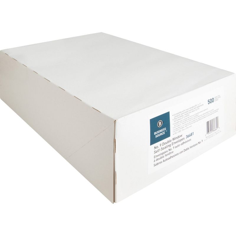 Business Source 500ct No.9 Double Window Invoice Envelopes