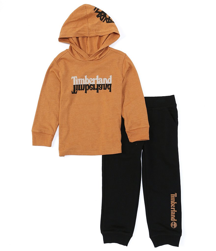 Timberland Little Boys 2T-7 Long-Sleeve Logo Hooded Tee & Jogger Set