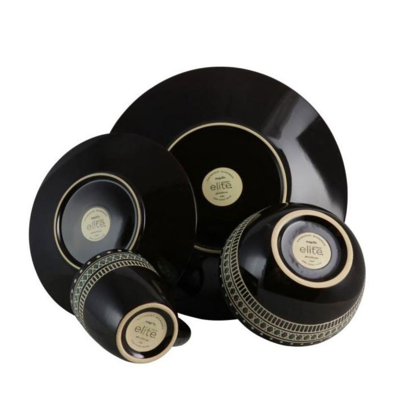 Gibson 101983.16RM Elite Magello Glazed Stoneware 16-Piece Dinnerware Set, Microwave and Dishwasher Safe, Blue and Brown (2 Pack)