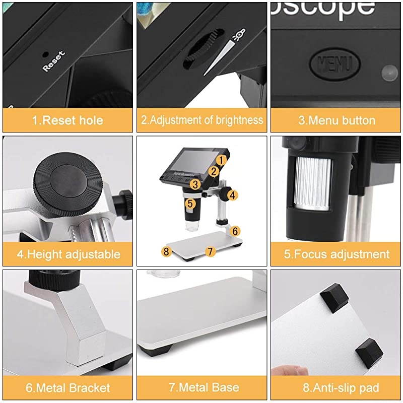 LCD Digital Microscope  43 inch 50X1000X Magnification 720P Microscope Camera