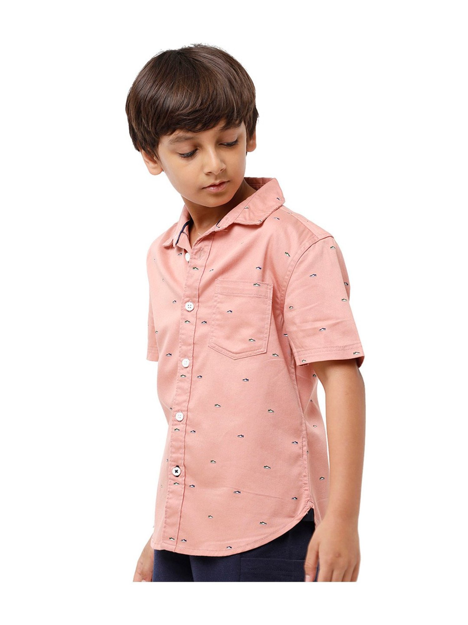 Under Fourteen Only Kids Peach Printed Shirt
