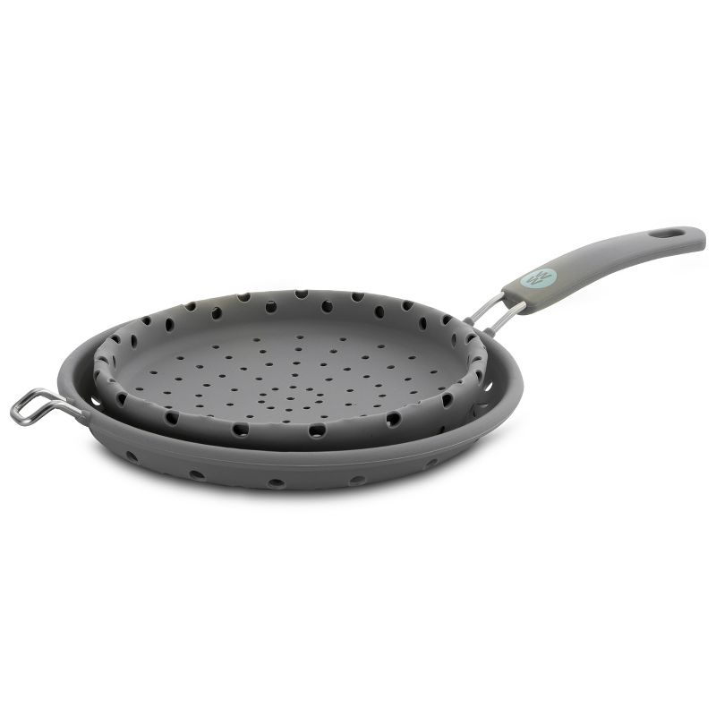 Weight Watchers Healthy Kitchen 1.8 Quart Collapsible Silicone Steamer Basket and Colander in Gray