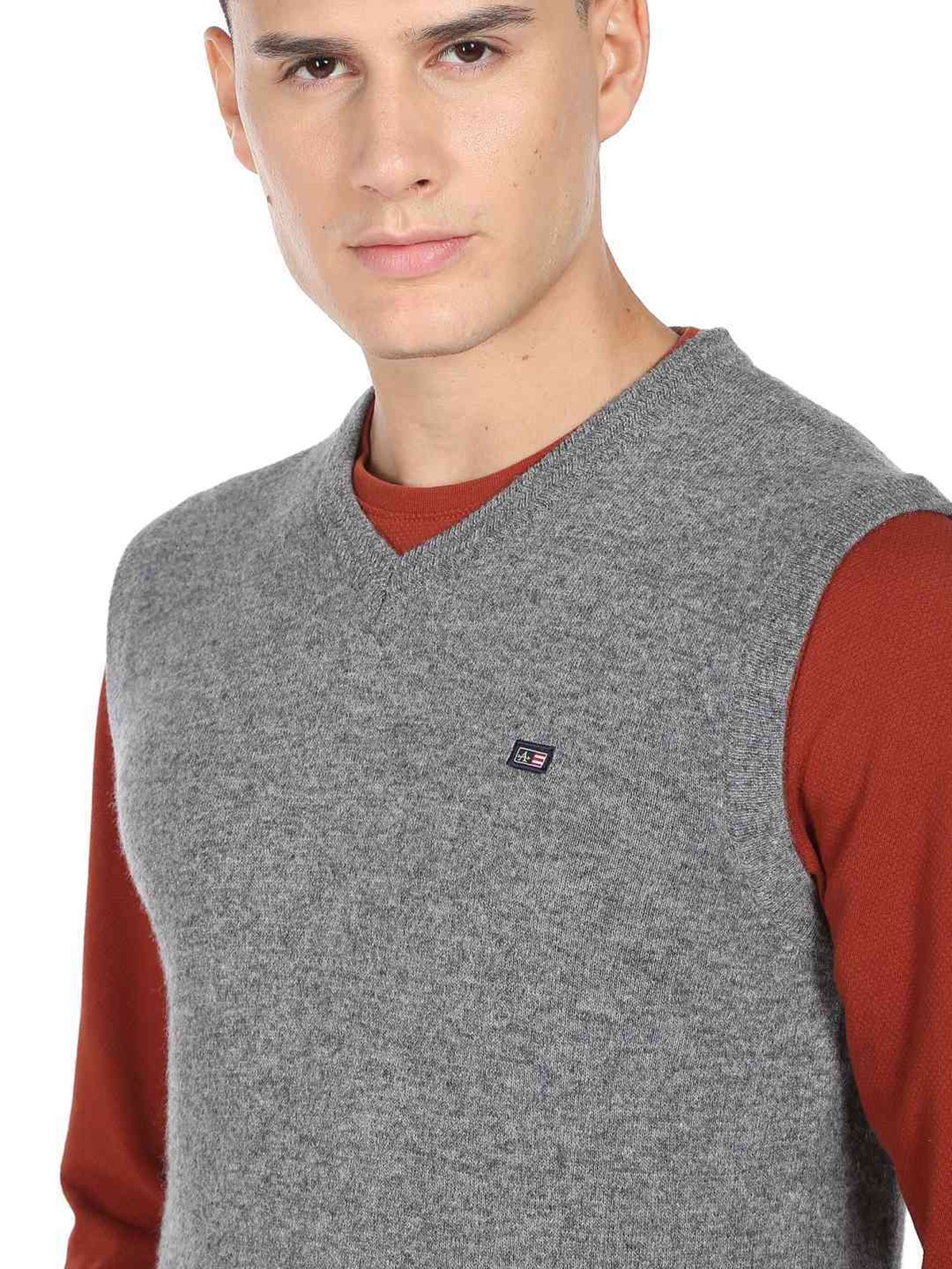Arrow Sports Grey Regular Fit Sweater