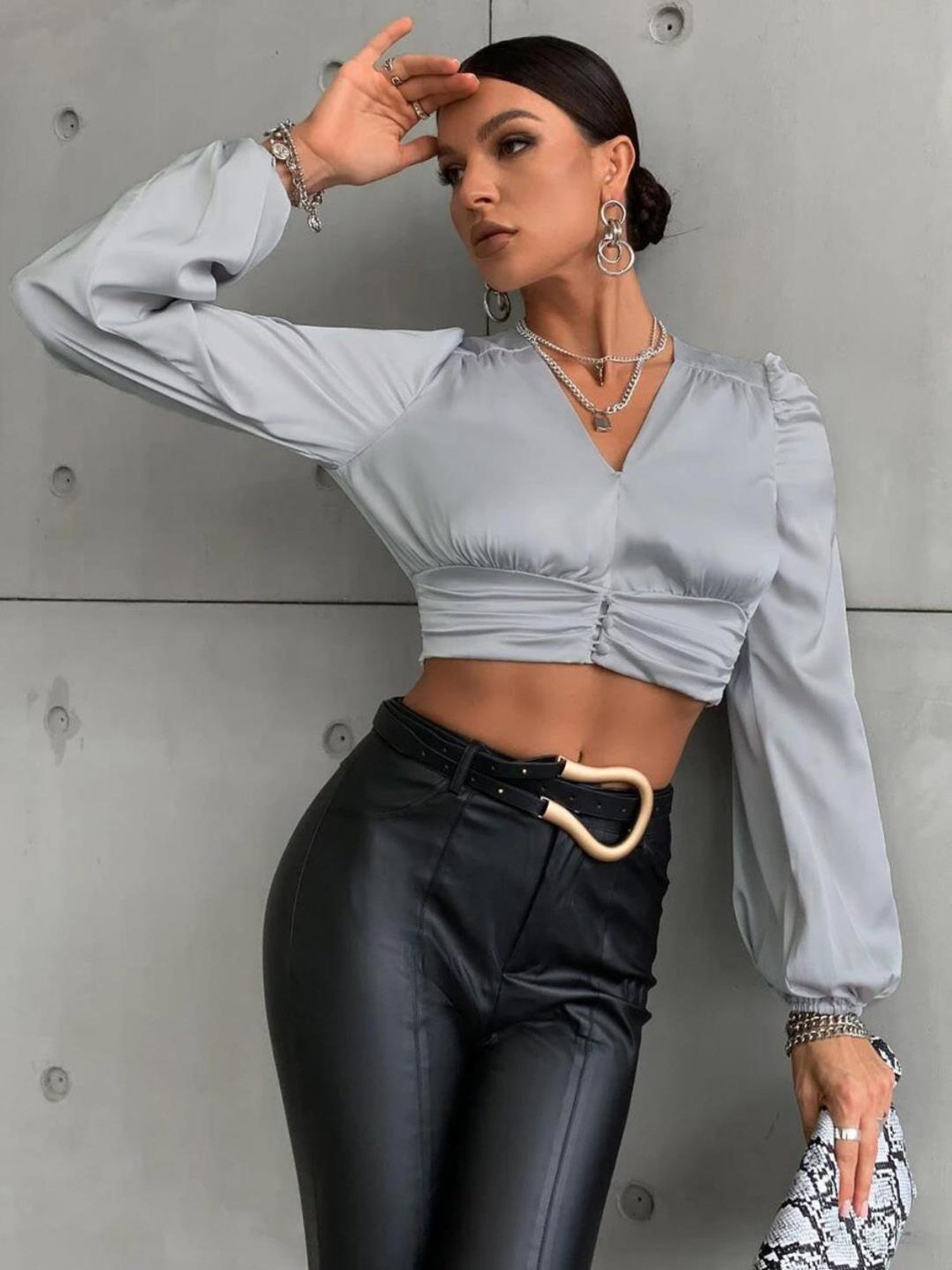 Kotty Grey Slim Fit Crop Top