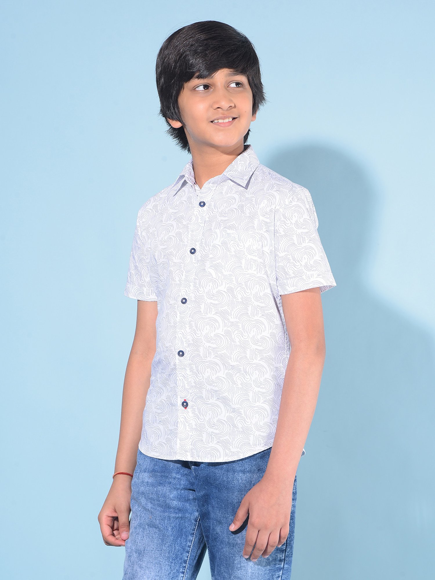 Crimsoune Club Kids White Printed Shirt