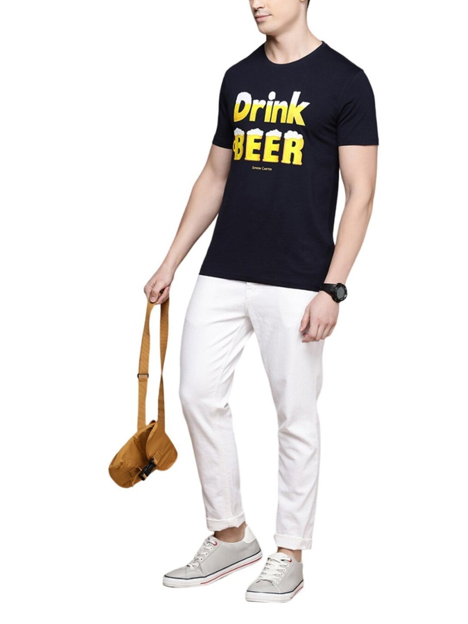 Simon Carter London Navy Printed Slim Fit T-Shirt