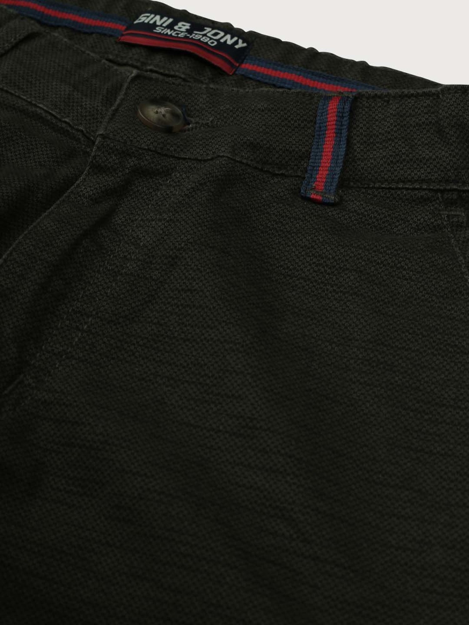 Gini & Jony Kids Black Cotton Regular Fit Trousers