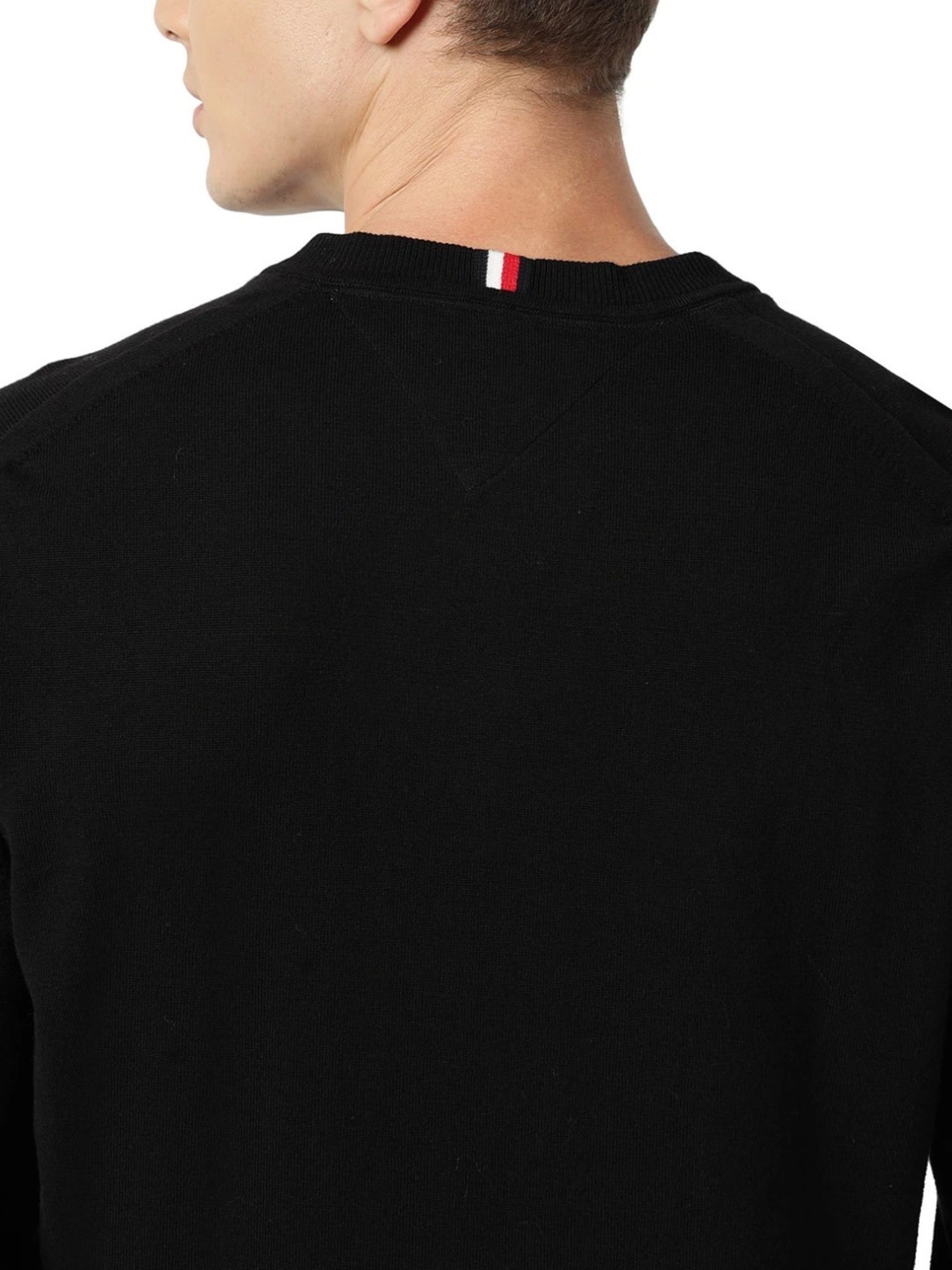 Tommy Hilfiger Black Cotton Regular Fit Sweater