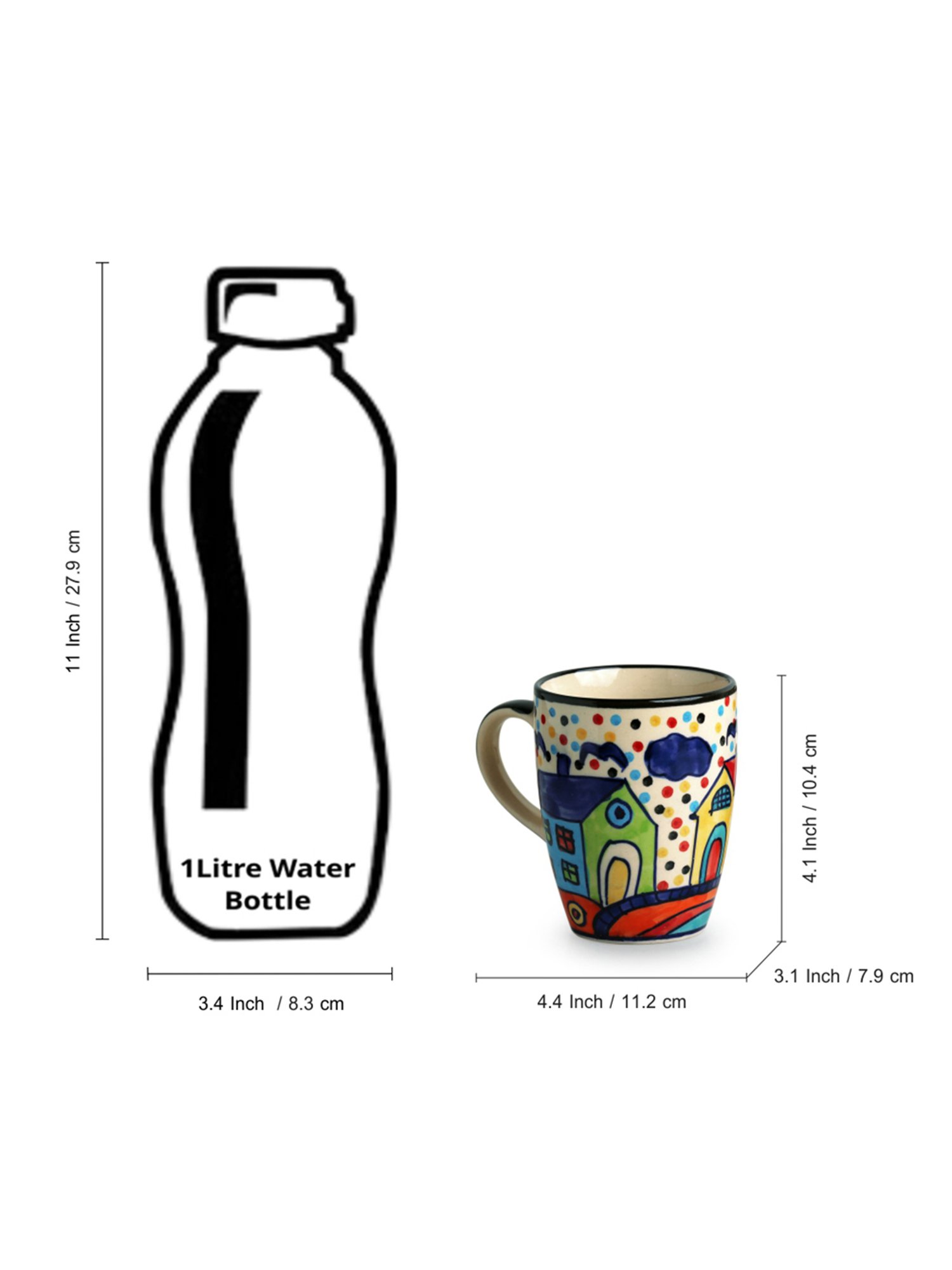 ExclusiveLane Hand-painted Multicolor Ceramic Coffee Mugs - Set of 6 (270ml)