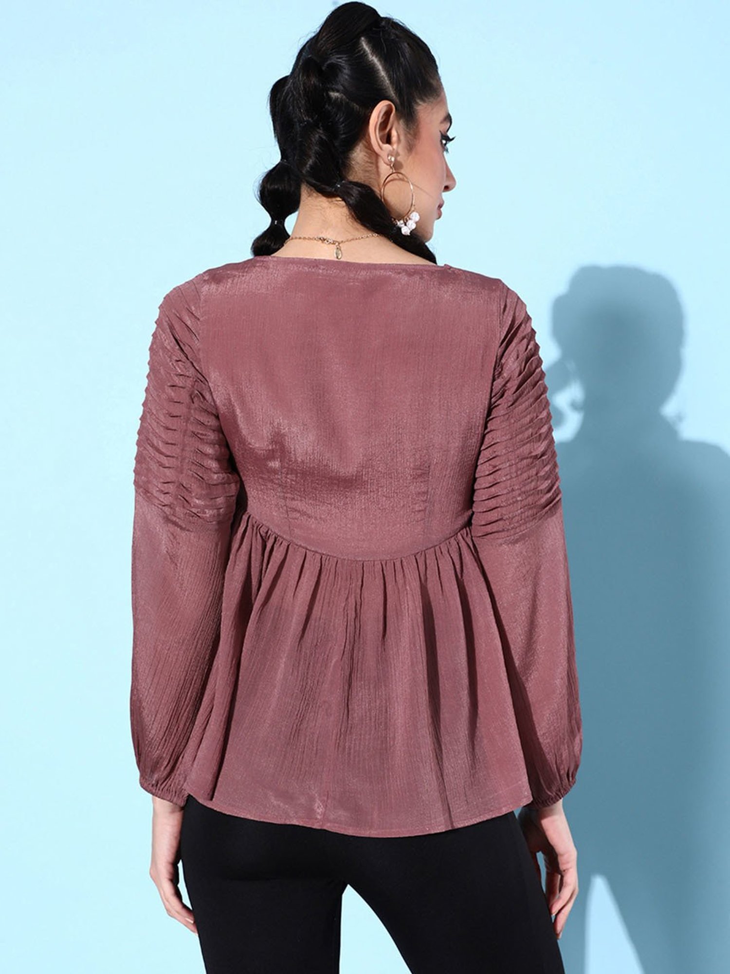 QUIERO Dusty Pink Peplum Top