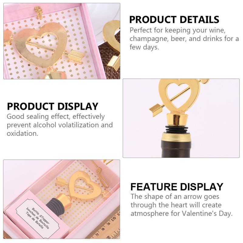 1Pc Valentine's Day Metal Heart Shape Wine Bottle Stopper Practical Wedding Gift