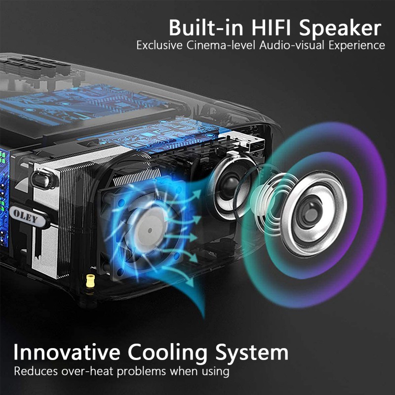 OLEY Mini Video Projector, Portable Movie Projectors, Full HD 1080P Projector For Home Theater And Outdoor Movie, Compatible With Fire TV Stick, TV Box, PS4, Laptop, Smartphone, VGA, TF, AV