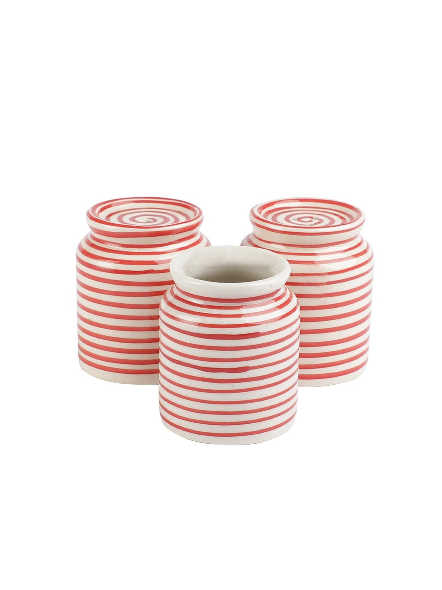VarEesha Red Ceramic Salt & Pepper Shaker with Toothpick Holder - Set of 3