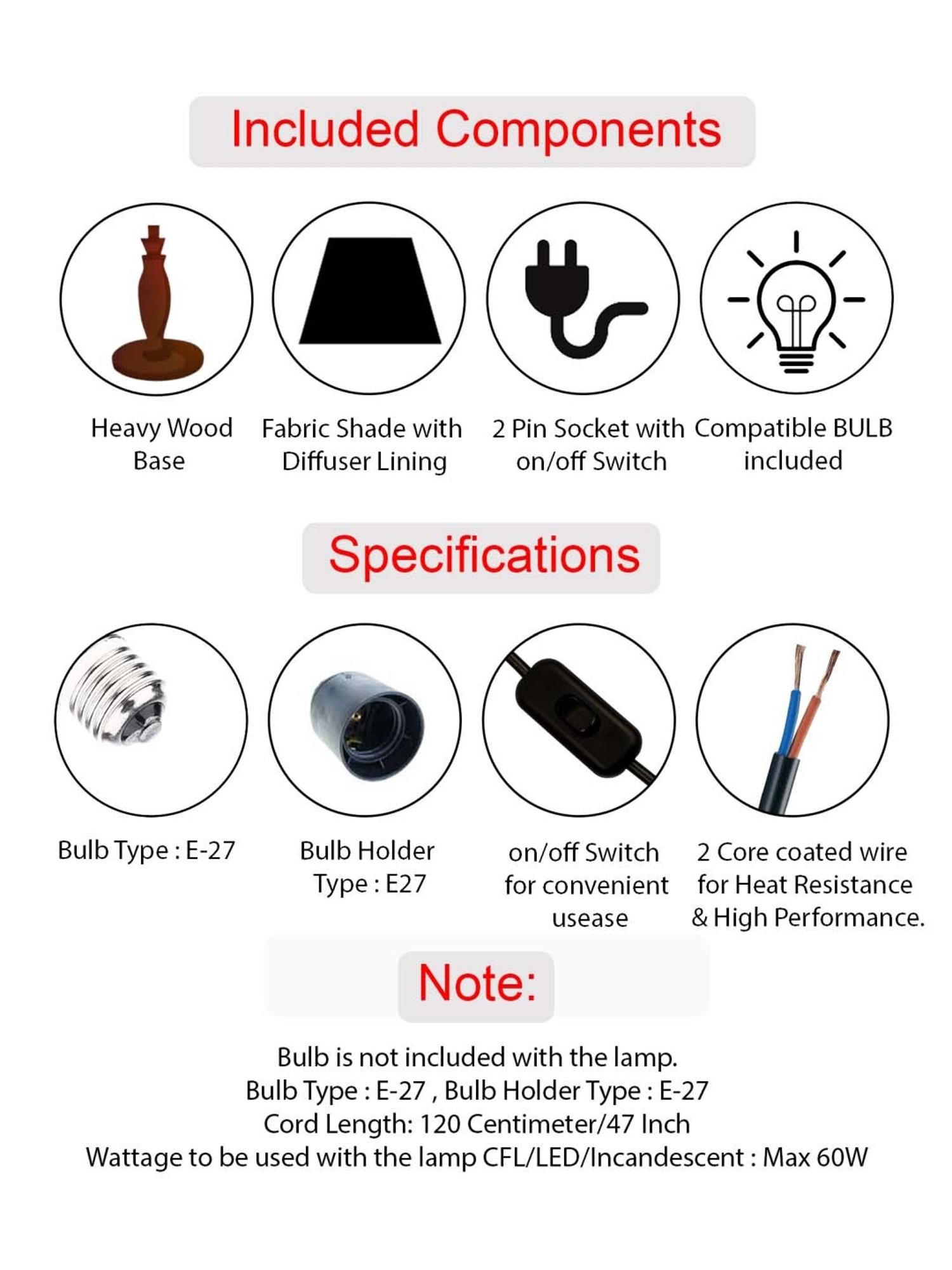 Homesake Chrome Basic Golden Steel Bedside Table Lamp With Fabric Shade - Set of 1