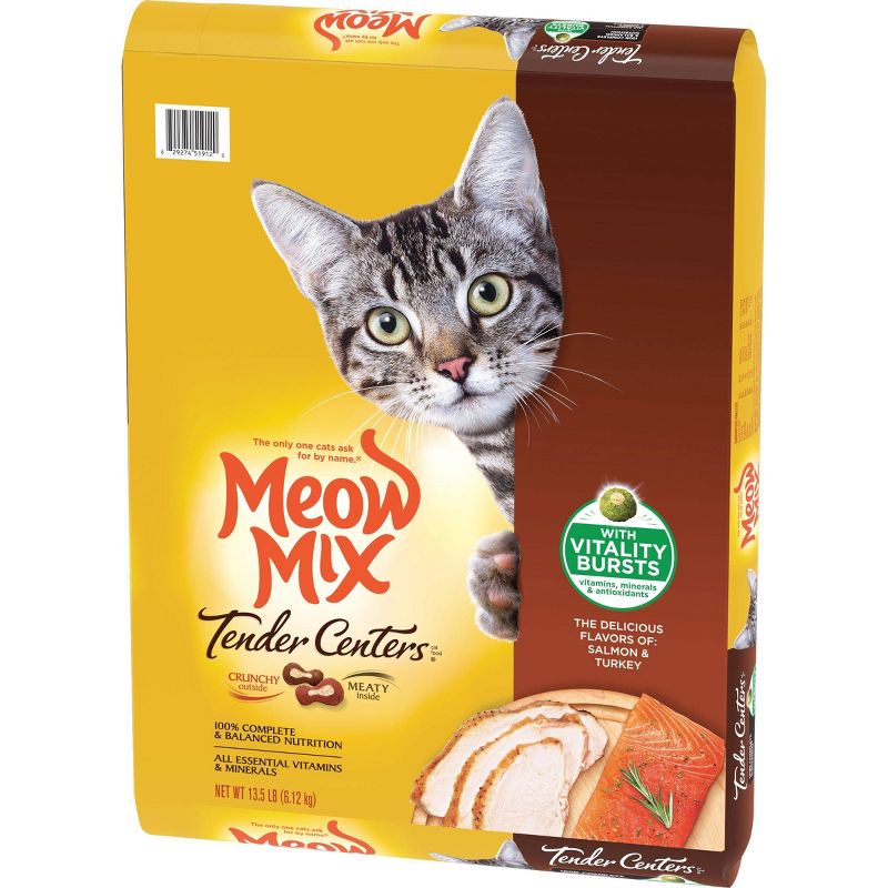 Meow Mix Tender Centers with Flavors of Salmon & Turkey Adult Complete & Balanced Dry Cat Food - 13.5lbs