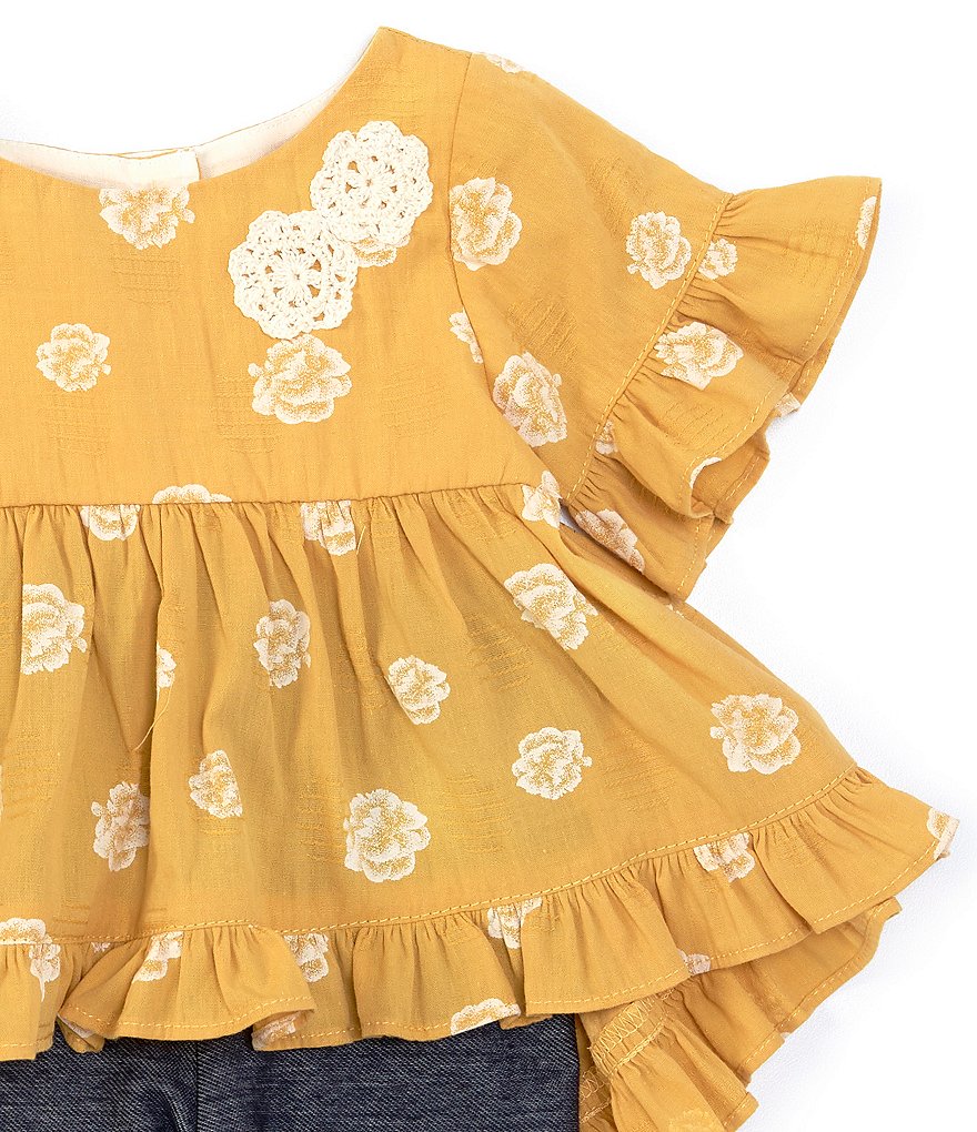 Pastourelle by Pippa & Julie Baby Girls Newborn-24 Months Flutter-Sleeve Floral Tunic Top & Leggings Set