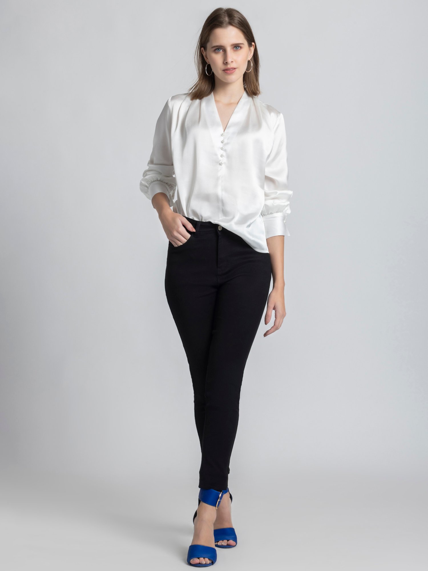 SHAYE White Regular Fit Top