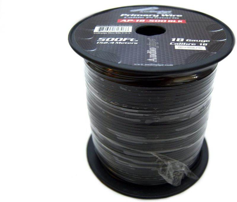 18 GA 500 Feet Black Primary Power Wire Remote Car Audio Home (1 Roll)