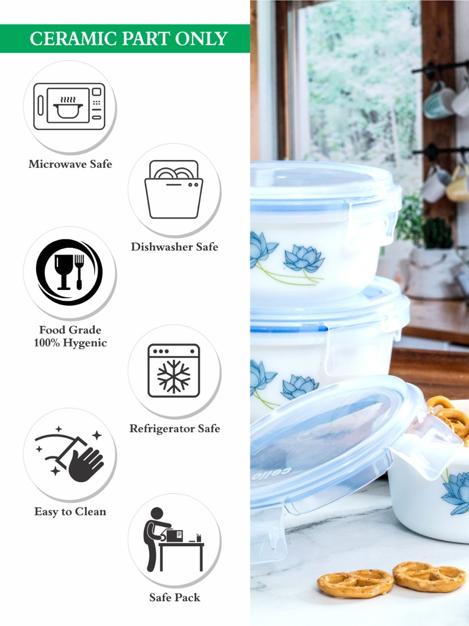 Cello White Opalware Storage Container - Set of 3