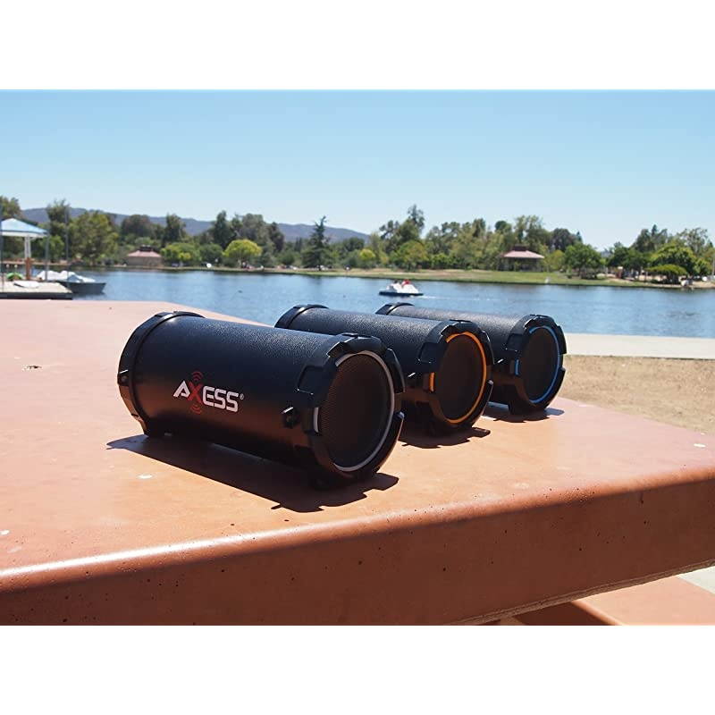 SPBT1031BL Portable Bluetooth Indoor/Outdoor 2.1 Hi-Fi Cylinder Loud Speaker with Built-In 3" Sub and SD Card, USB, AUX Inputs in Blue