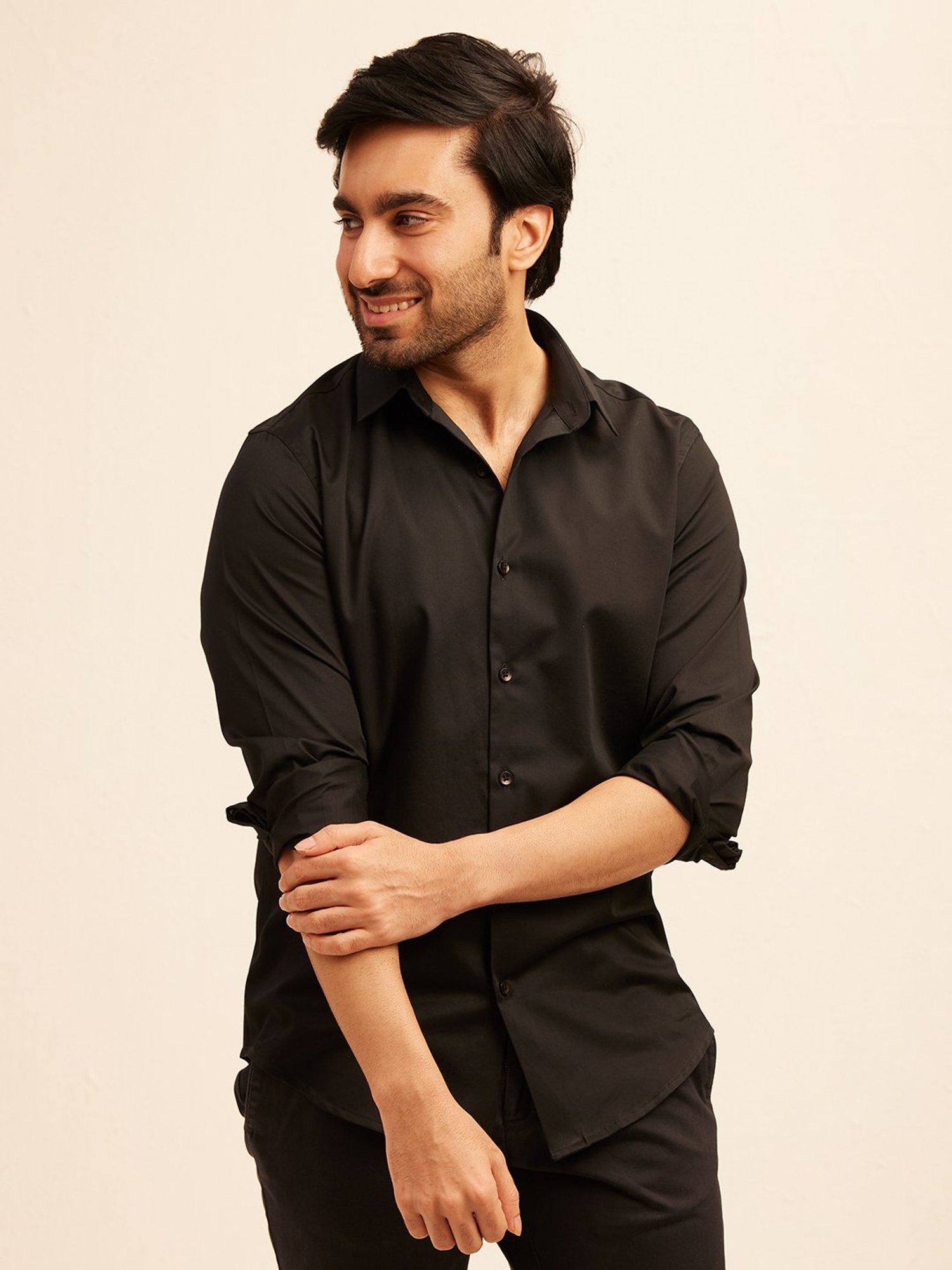 The Bleu Label Black Slim Fit Shirt