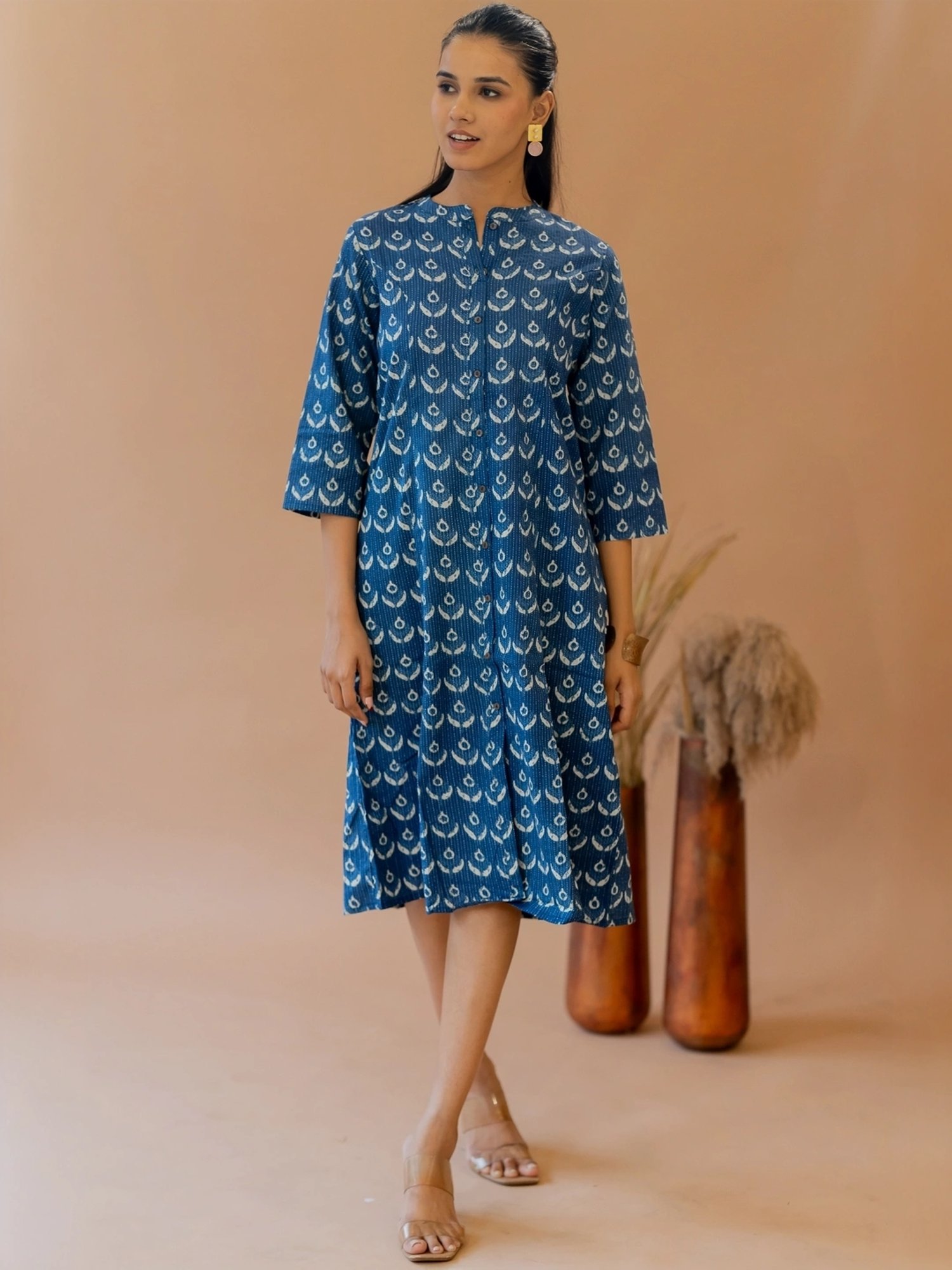 MIRCHI FASHION Blue Cotton Printed A Line Kurta