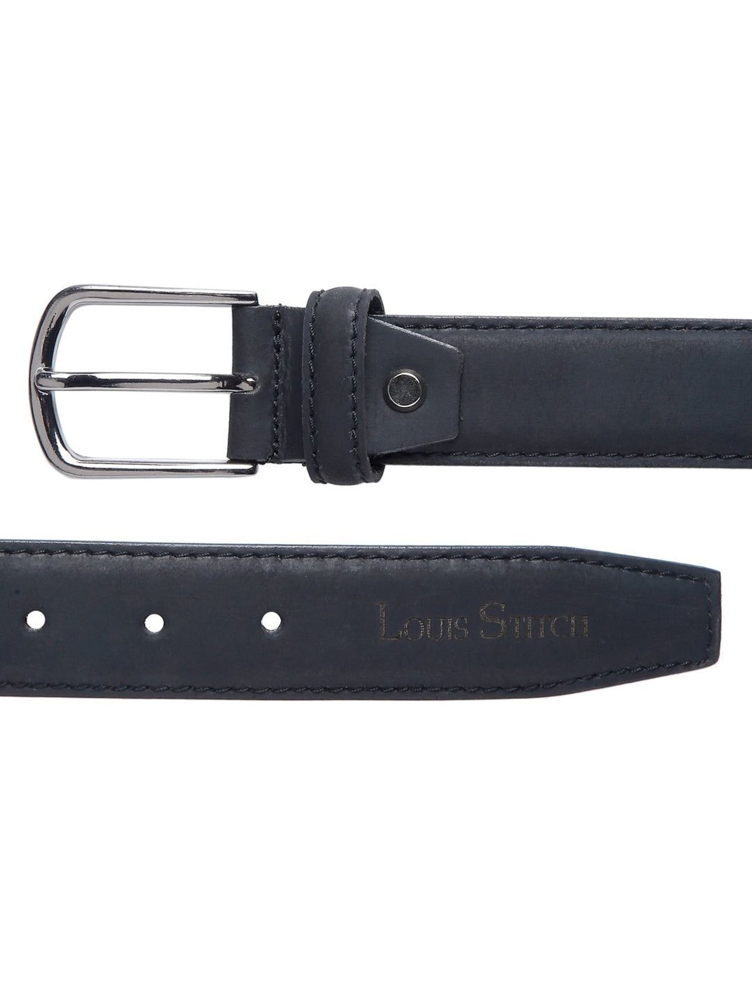 Louis Stitch Black Leather Casual Belt for Men
