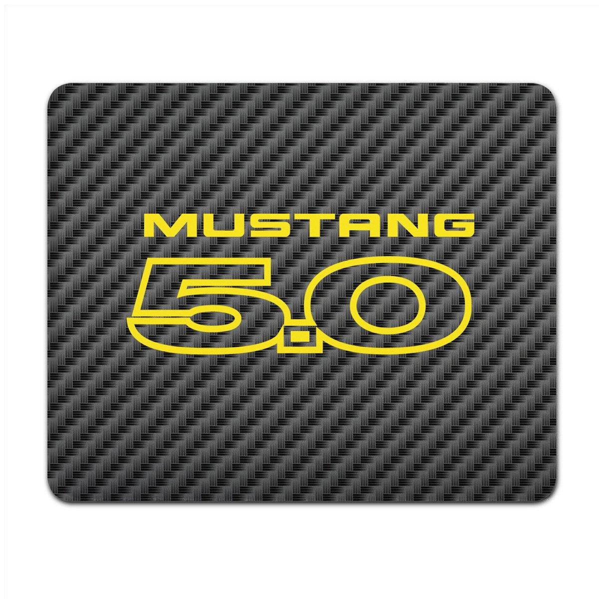 Ford Mustang 5.0 in Yellow Black Carbon Fiber Texture Graphic PC Mouse Pad , Made in USA