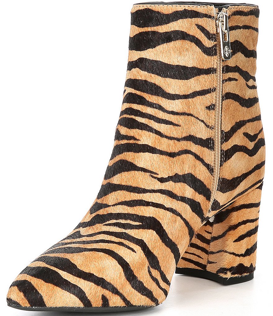 Antonio Melani Lindzay Tigress Printed Haircalf Block Heel Booties