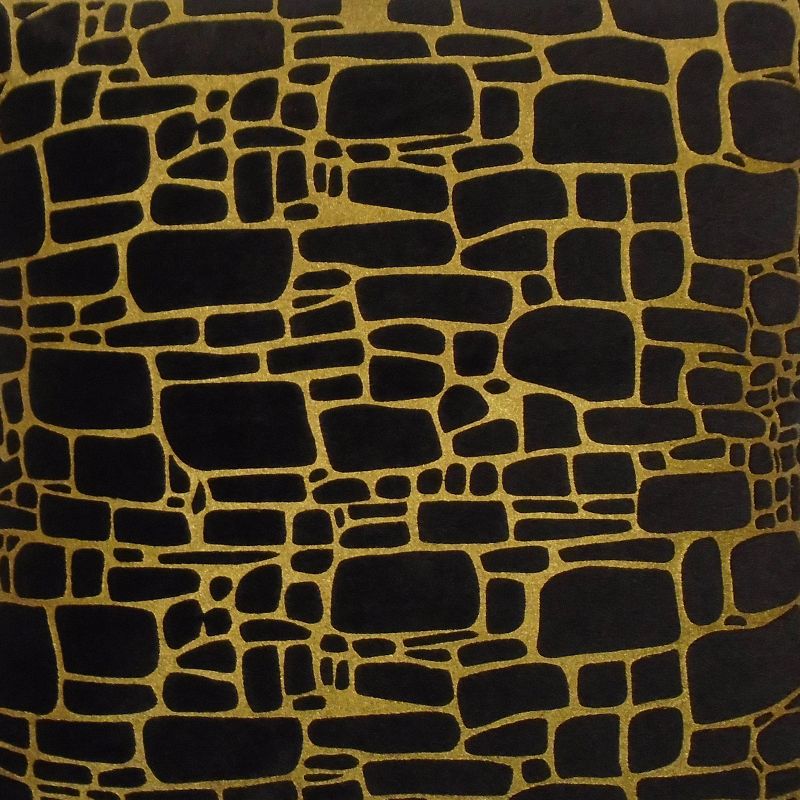 20"x20" Oversize Printed Faux Fur Square Throw Pillow Black/Gold - Edie@Home