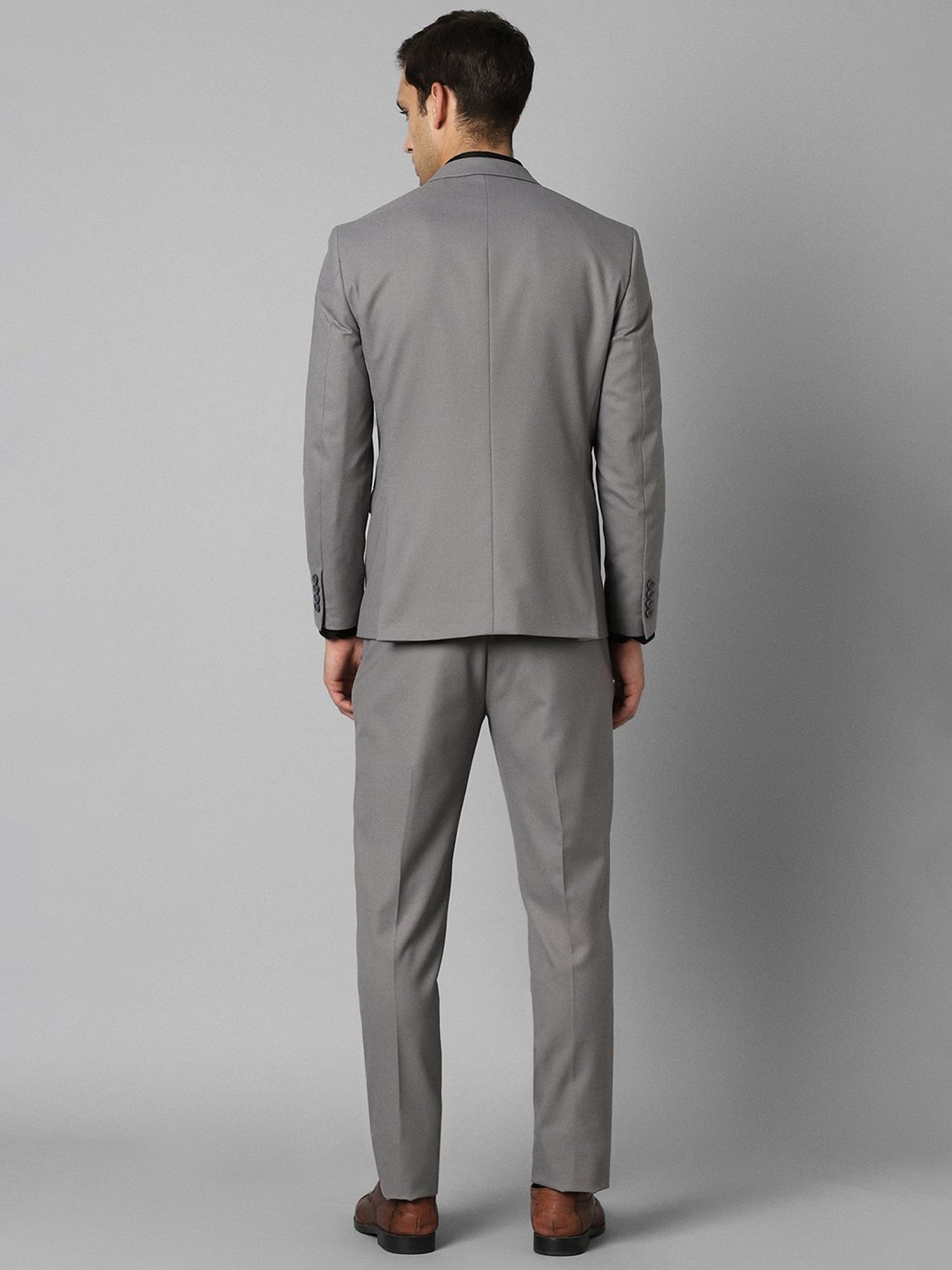 Louis Philippe Grey Slim Fit Texture Two Piece Suit