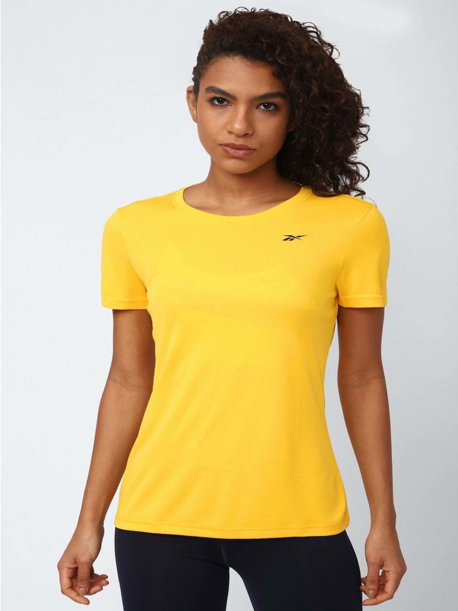 Reebok Yellow Cotton Sports T-Shirt