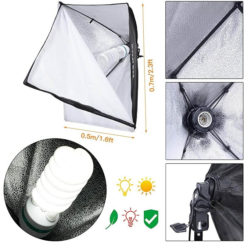 Photography Continuous Softbox Lighting Kit 20quotX28quot Professional Photo Studio Equipment with 2pcs 95W E27 Socket 5500K Video Lighting Bulb for Filming Portraits Shoot