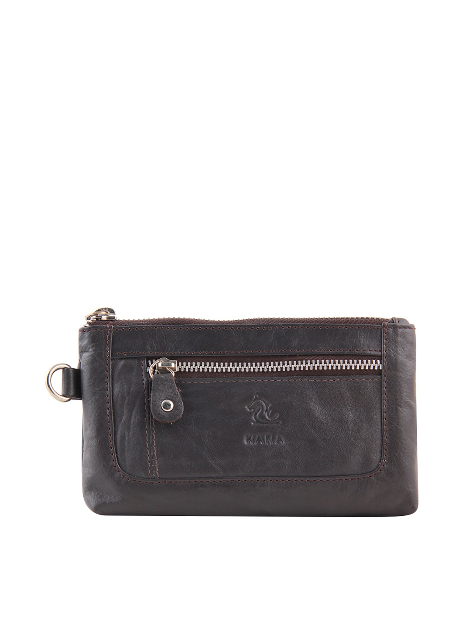 Kara Brown Solid Pouch for Women