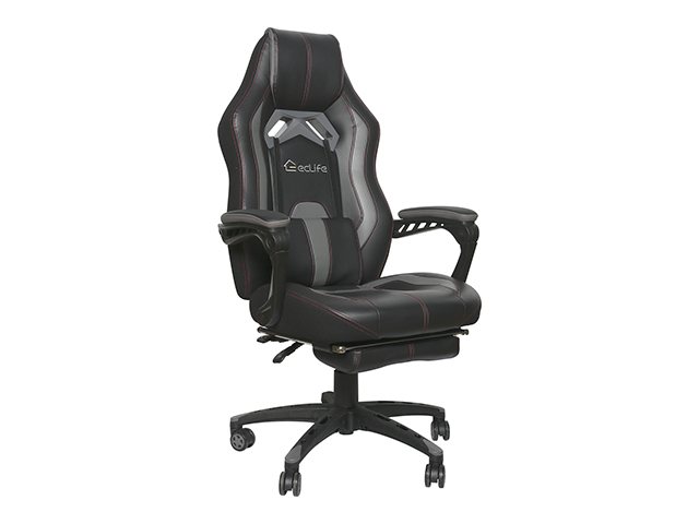 Gaming Chair Office Chair PC Chair with Massage Lumbar Support, Vantage Style PU Leather High Back Adjustable Swivel Task Chair with Footrest,Blue,GC26