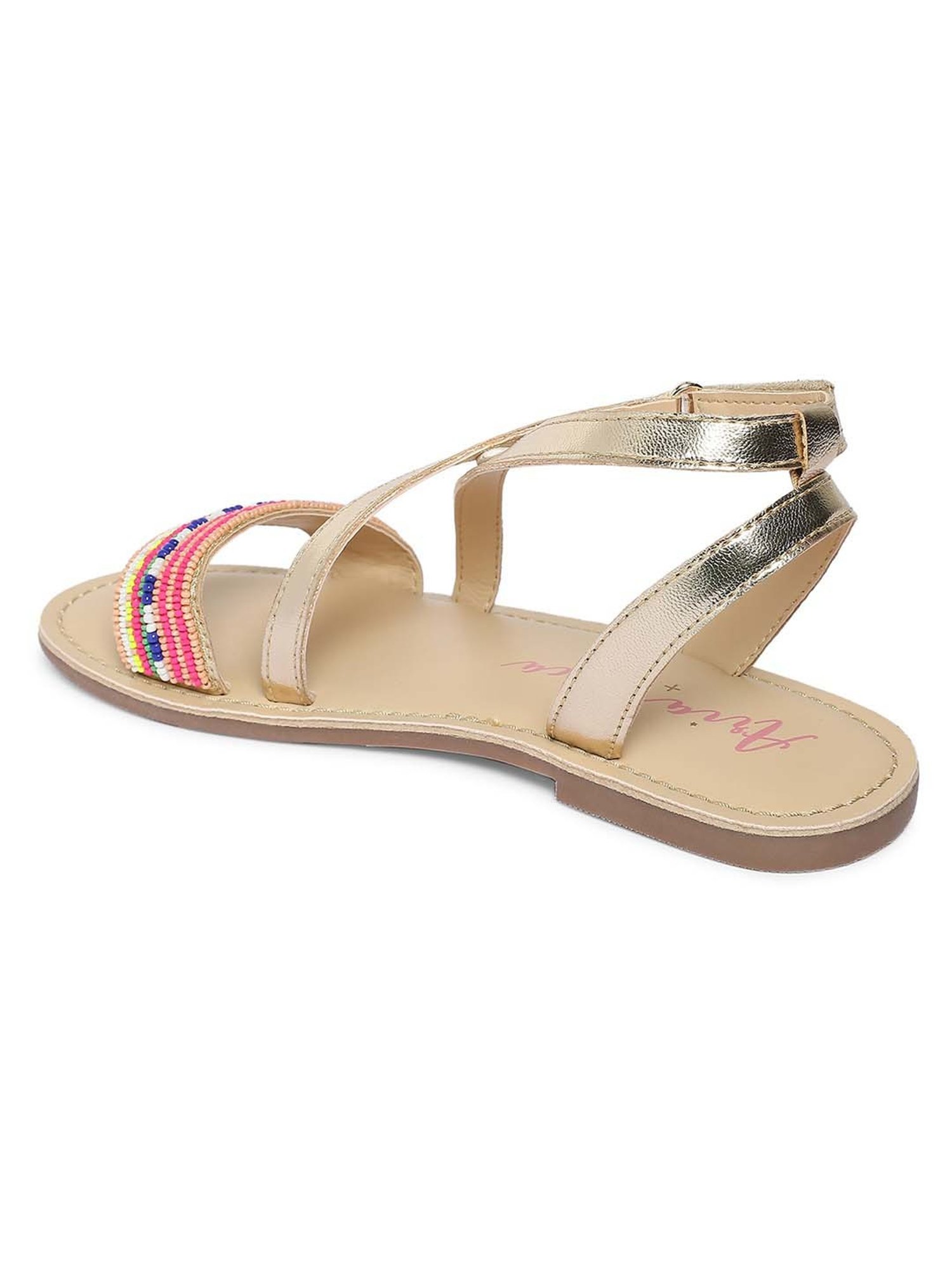 Aria Nica Kids Fest Pink & Gold Cross Strap Sandals