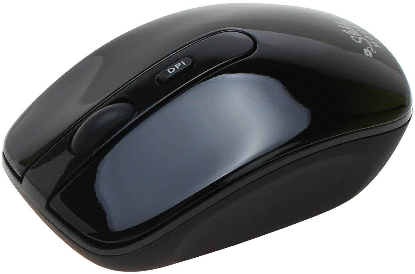 ShhhMouse Wireless Silent Noiseless Clickless Mobile Optical Mouse with USB Receiver & Battery, Portable & Compact, 3 Adjustable DPI Levels For Notebook, PC, Computer, Laptop, MacBook - Black