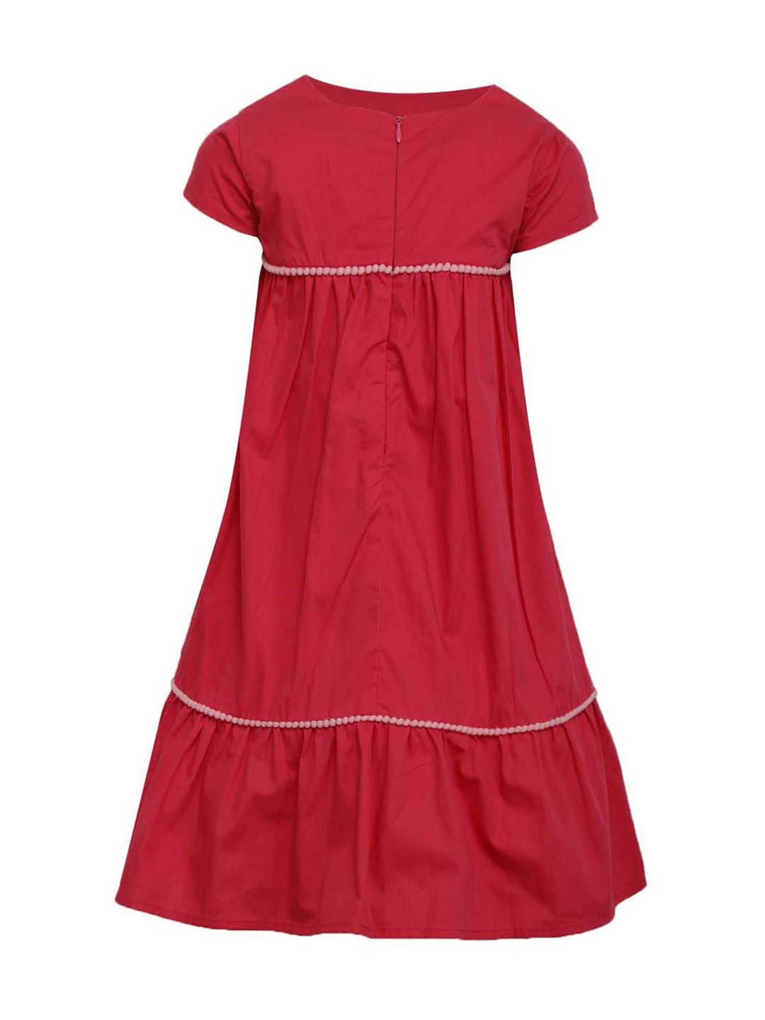 A Little Fable Kids Red Cotton Applique Dress