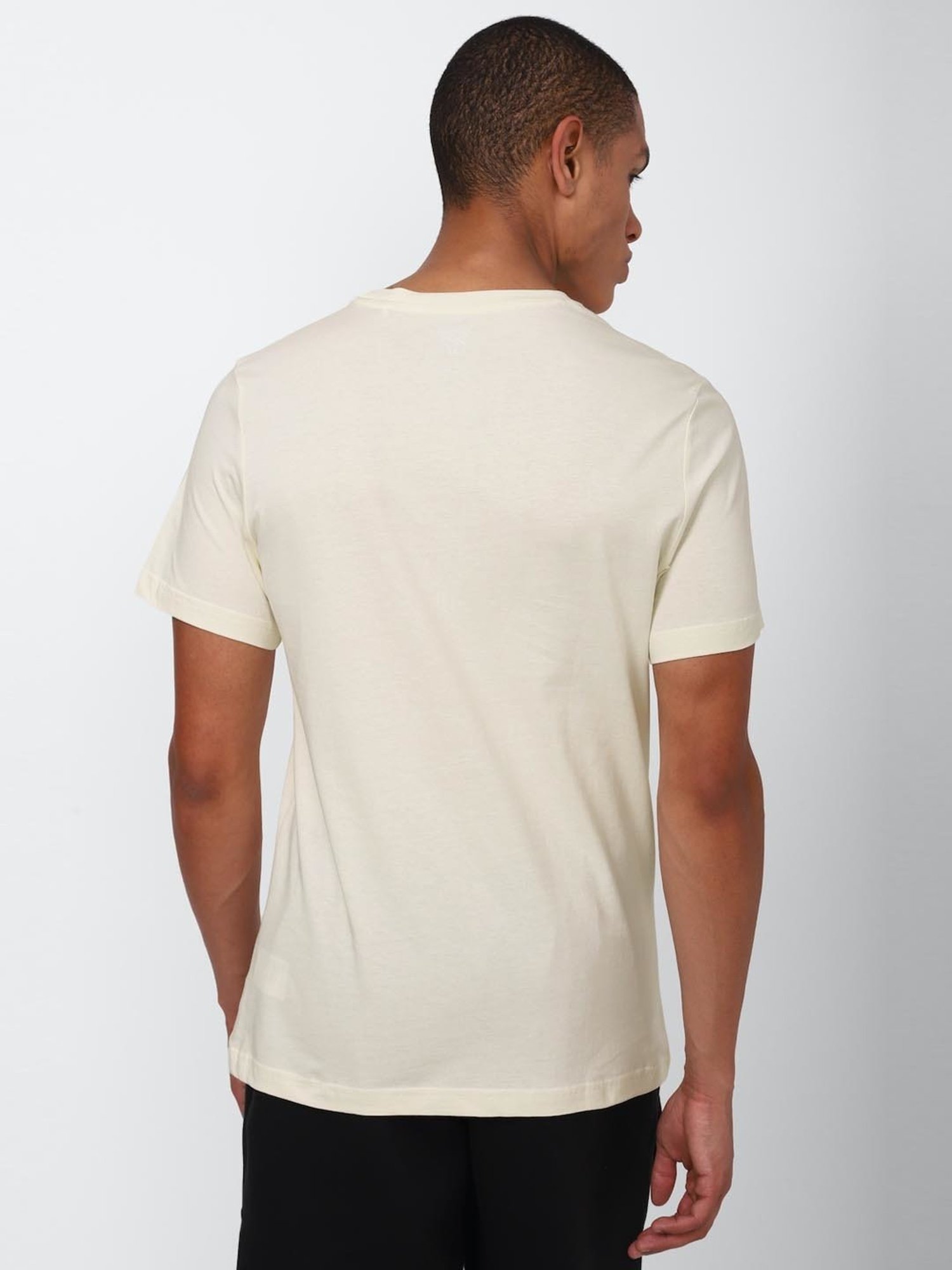 Reebok Beige Cotton Slim Fit Printed T-Shirt